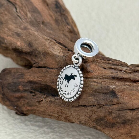 Pandora Jackson Hole.WY Travel Moose JH ale S925 Silver Dangle Charm - Picture 4 of 4